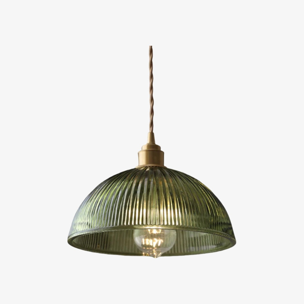 Lámpara colgante acanalada Ribilux - Vidrio y metal vintage para cocina y comedor