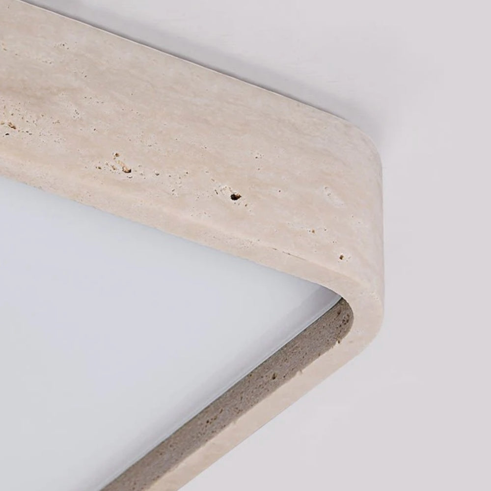 Plafonnier minimaliste Zenthoris en travertin à montage affleurant – Éclairage d’ambiance moderne pour couloir