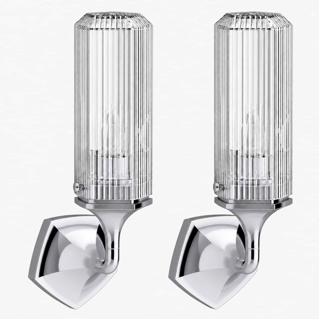 Ridged Shade Armed Cup Metal Plate Wall Light