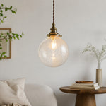 Load image into Gallery viewer, Crackled Glass Globe Brass Pendant Light