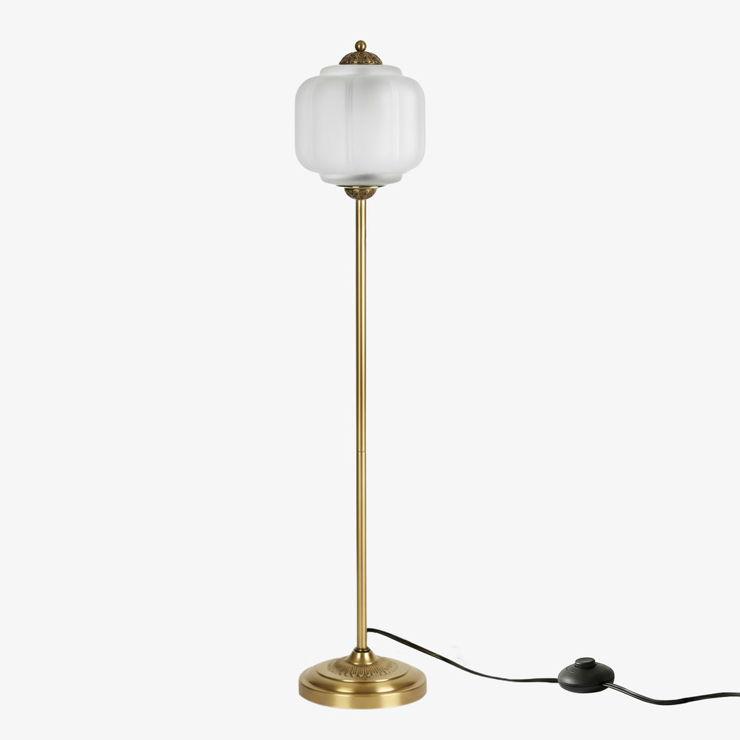 Eloise Textured Glass Pumpkin-Inspired Floor Lamp - Organic Artistry and Retro Style for Living Rooms