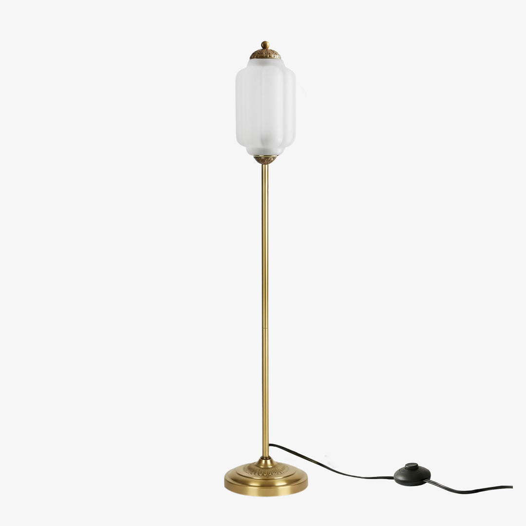 Eloise Textured Glass Pumpkin-Inspired Floor Lamp - Organic Artistry and Retro Style for Living Rooms