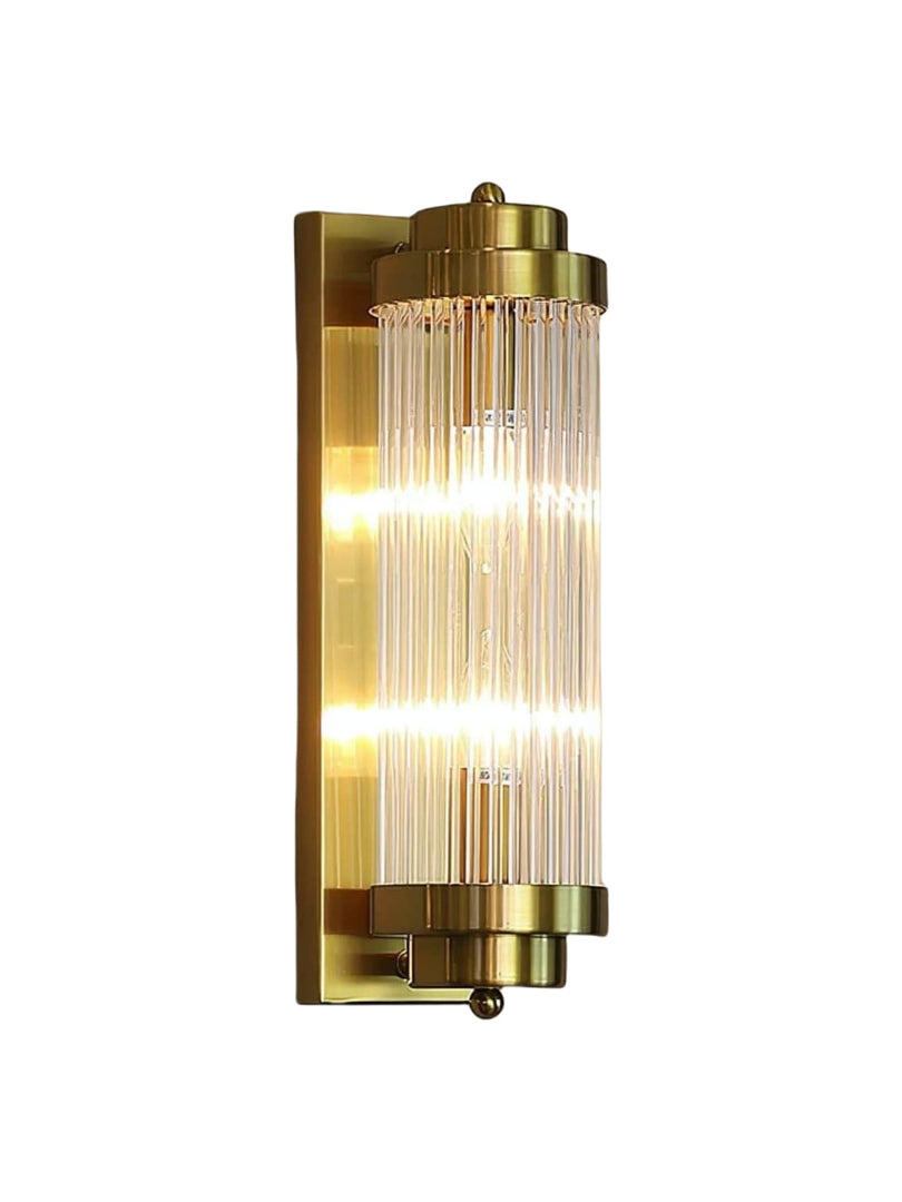 Applique murale cannelée – Lampe en verre nervuré avec applique en laiton et verre