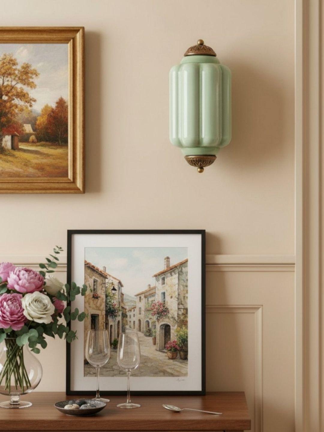 Eloise Vintage Scalloped Milk Glass Wall Sconce - Modern Accent Lighting for Bathroom and Bedroom