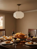 Load image into Gallery viewer, Vintage Milk Glass Semi Flush Mount Eloise Pendant Light
