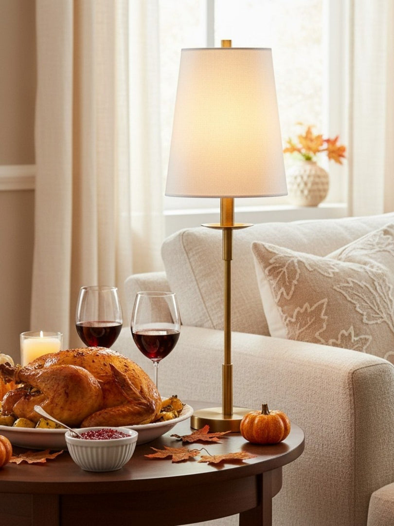 Lampe de table en fer et lin Rowan - Éclairage de chevet traditionnel élégant