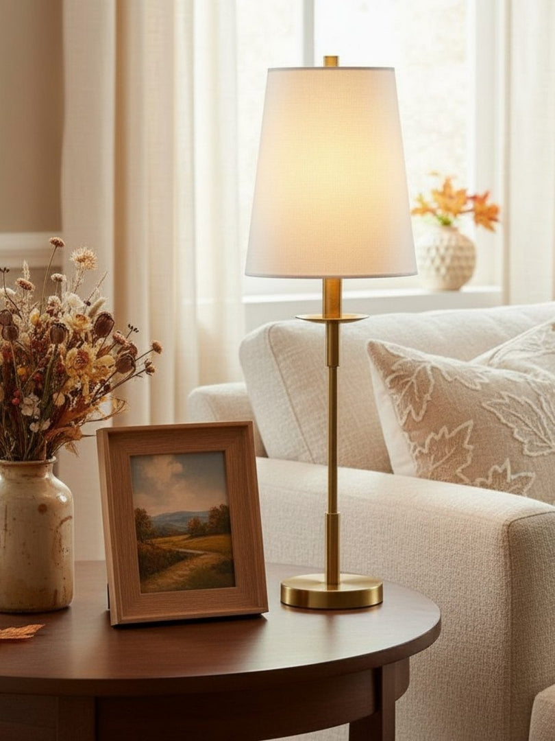 Lampe de table en fer et lin Rowan - Éclairage de chevet traditionnel élégant