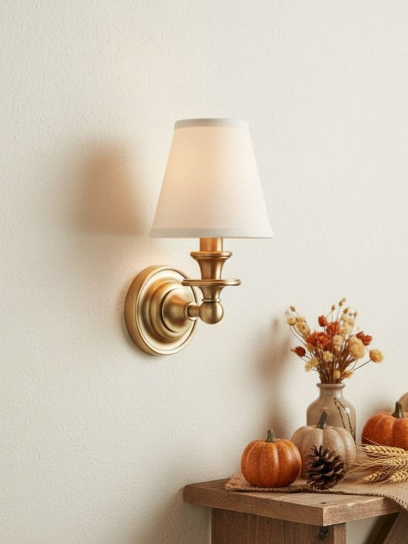 Aplique de pared Rowan con pantalla cilíndrica – Aplique de tela para una iluminación acogedora de estilo rústico