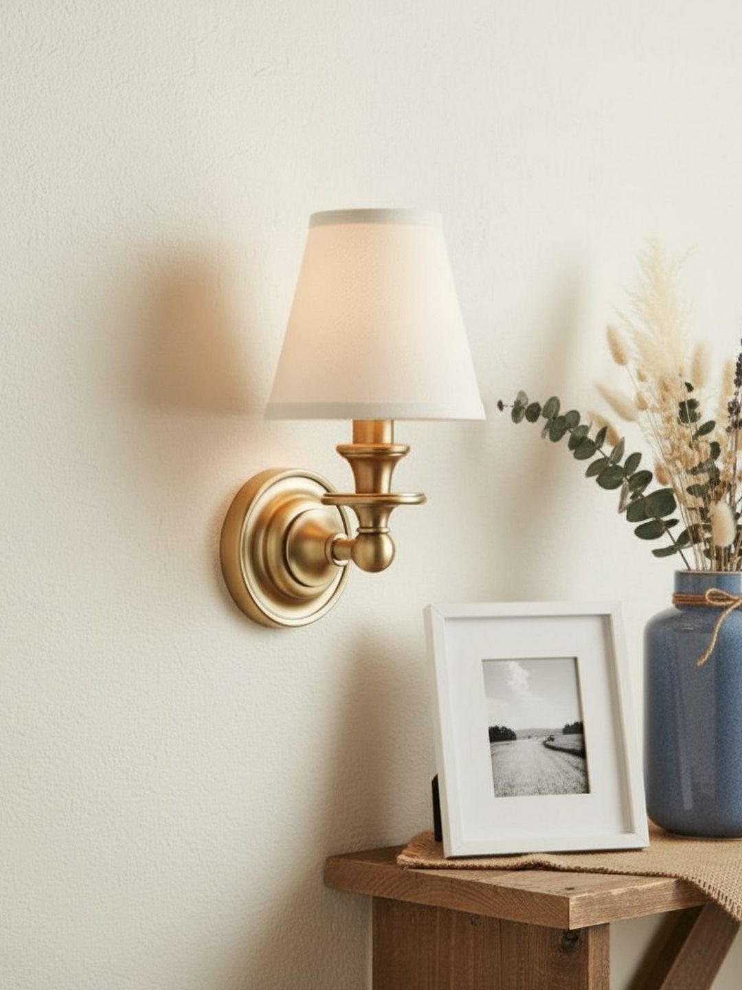 Rowan Drum Shade Wall Sconce – Fabric Sconce Light for Cozy Cottage Lighting