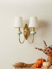 Rowan Classic Fabric Shade Sconce – Ceramic Wall Light for Hallway or Bedroom