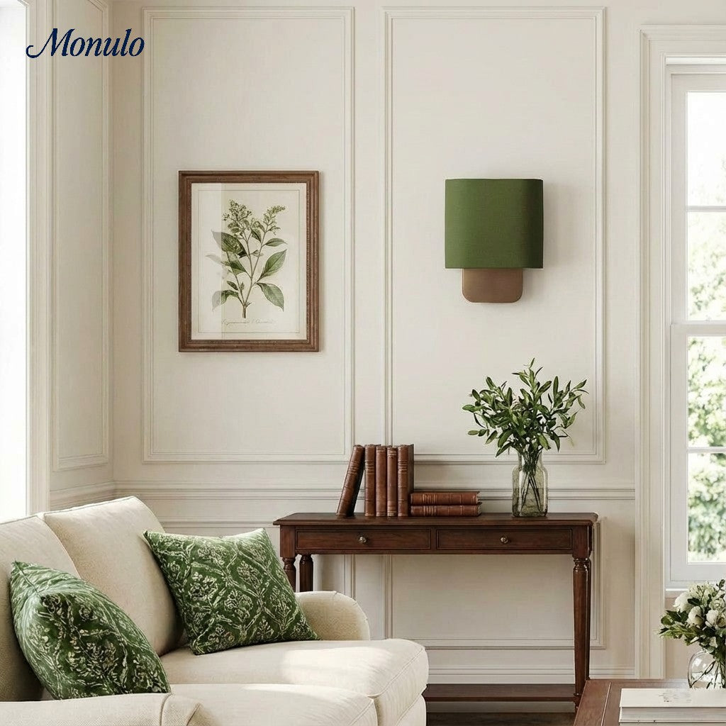 Nolvara Aleena Soft Fabric Luxe Metal Fabric Wall Sconce for Bedroom Reading Light