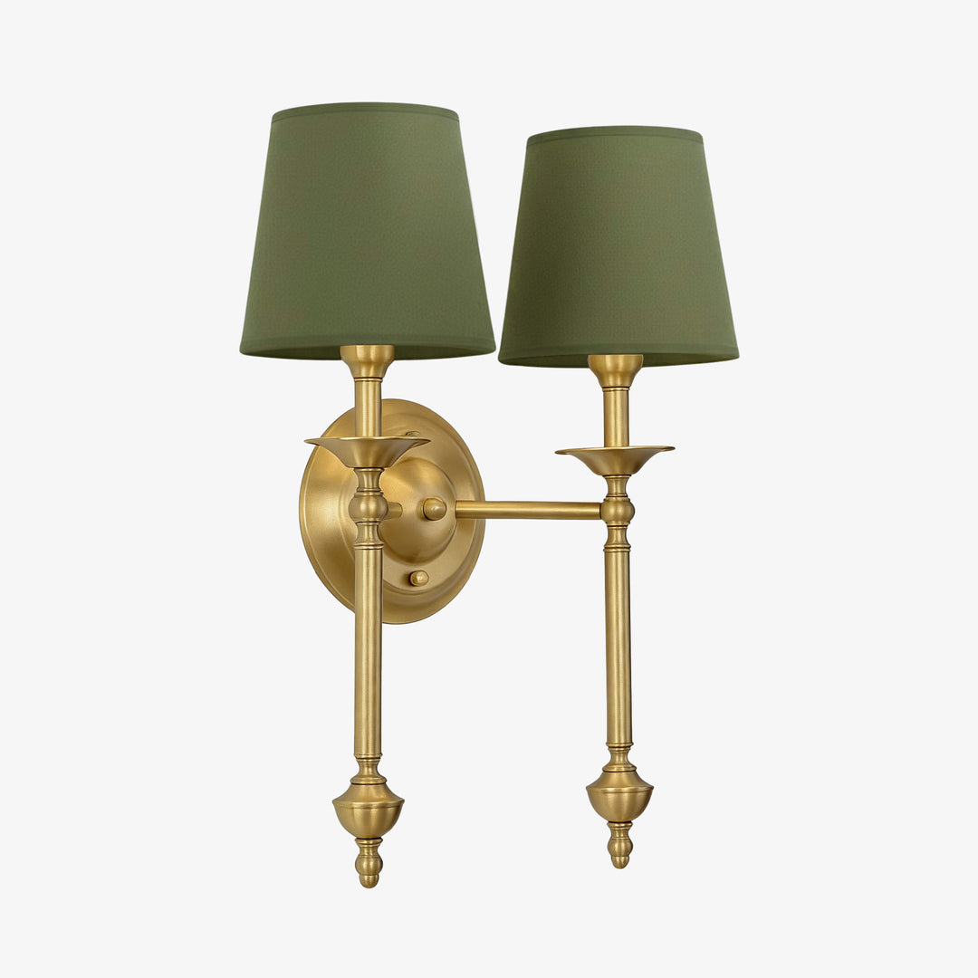 Aplique de pared con pantalla de tela Rowan en cobre antiguo: lámpara vintage de lujo para interiores 