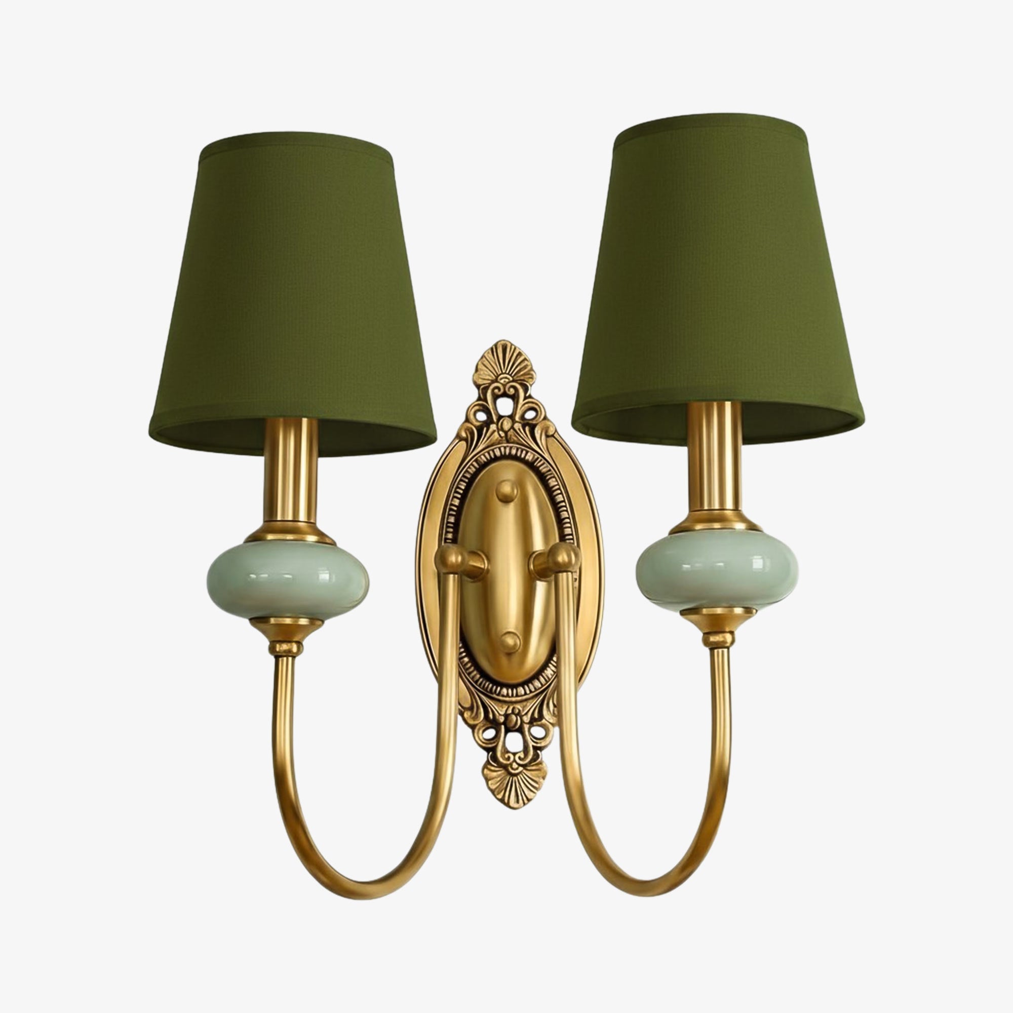 Rowan Classic Fabric Shade Sconce – Ceramic Wall Light for Hallway or Bedroom