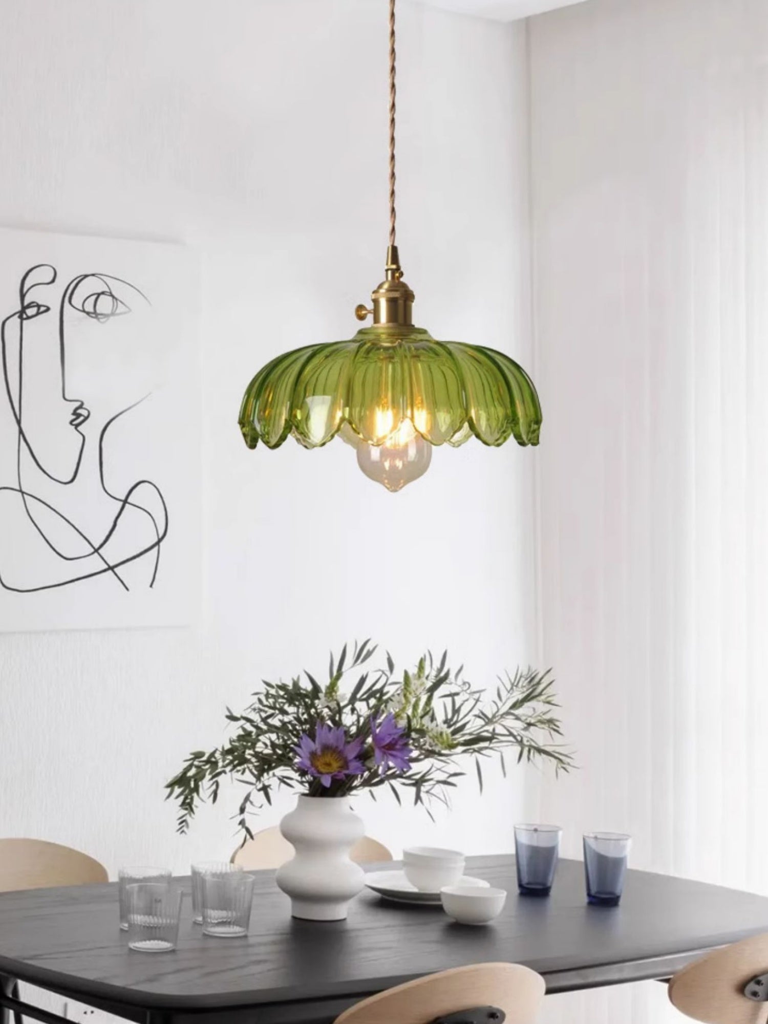 Retro Tulip Glass Pendant Light
