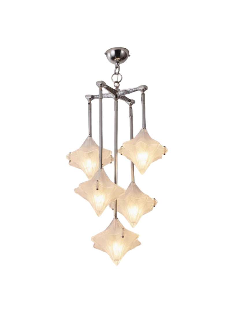 Lustre Art Déco Étoile – Luminaire déco en verre dépoli pour salle à manger – Astris Vega 