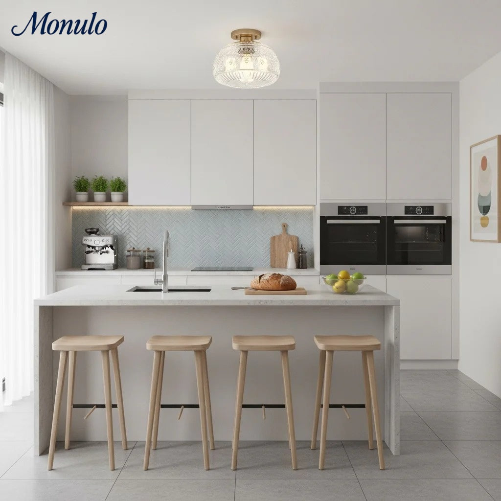 Vintage Glass Globe Ceiling Light - Textured Semi Flush for Any Room