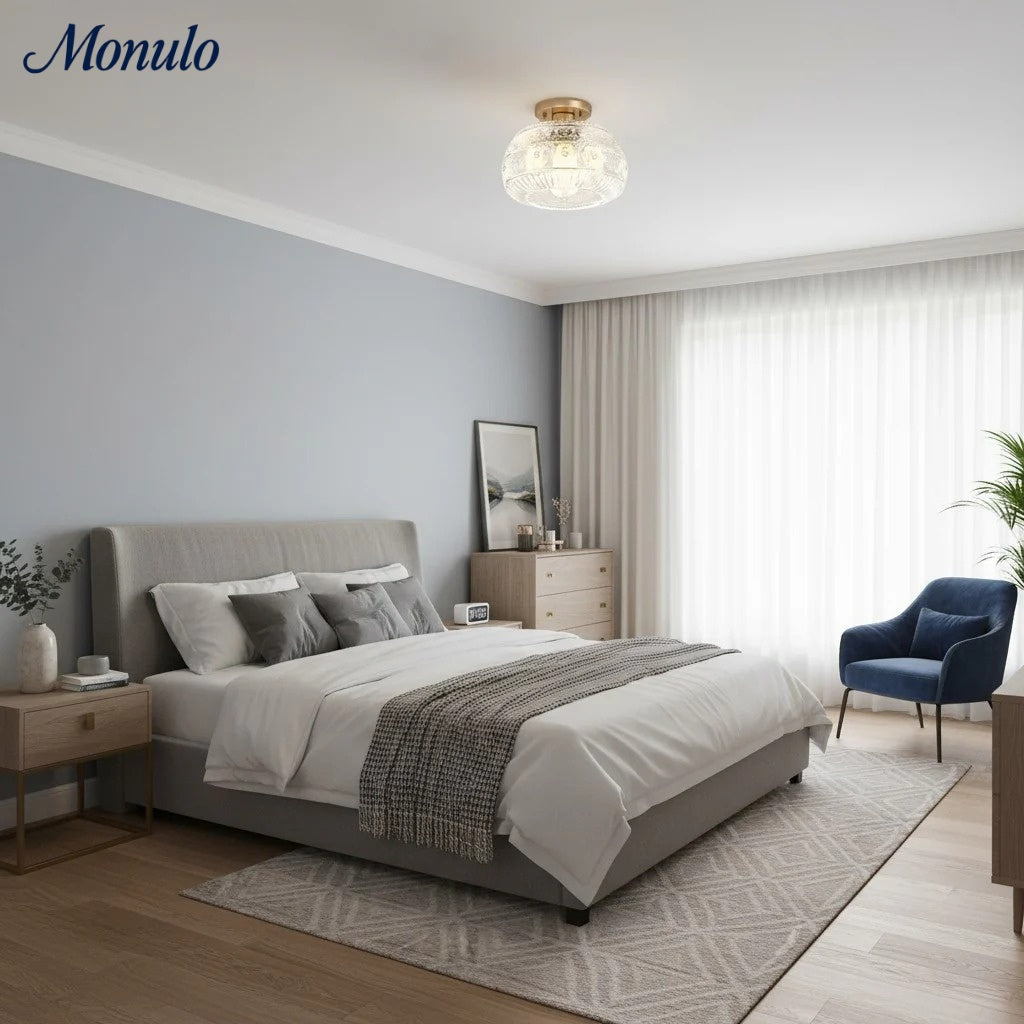 Vintage Glass Globe Ceiling Light - Textured Semi Flush for Any Room