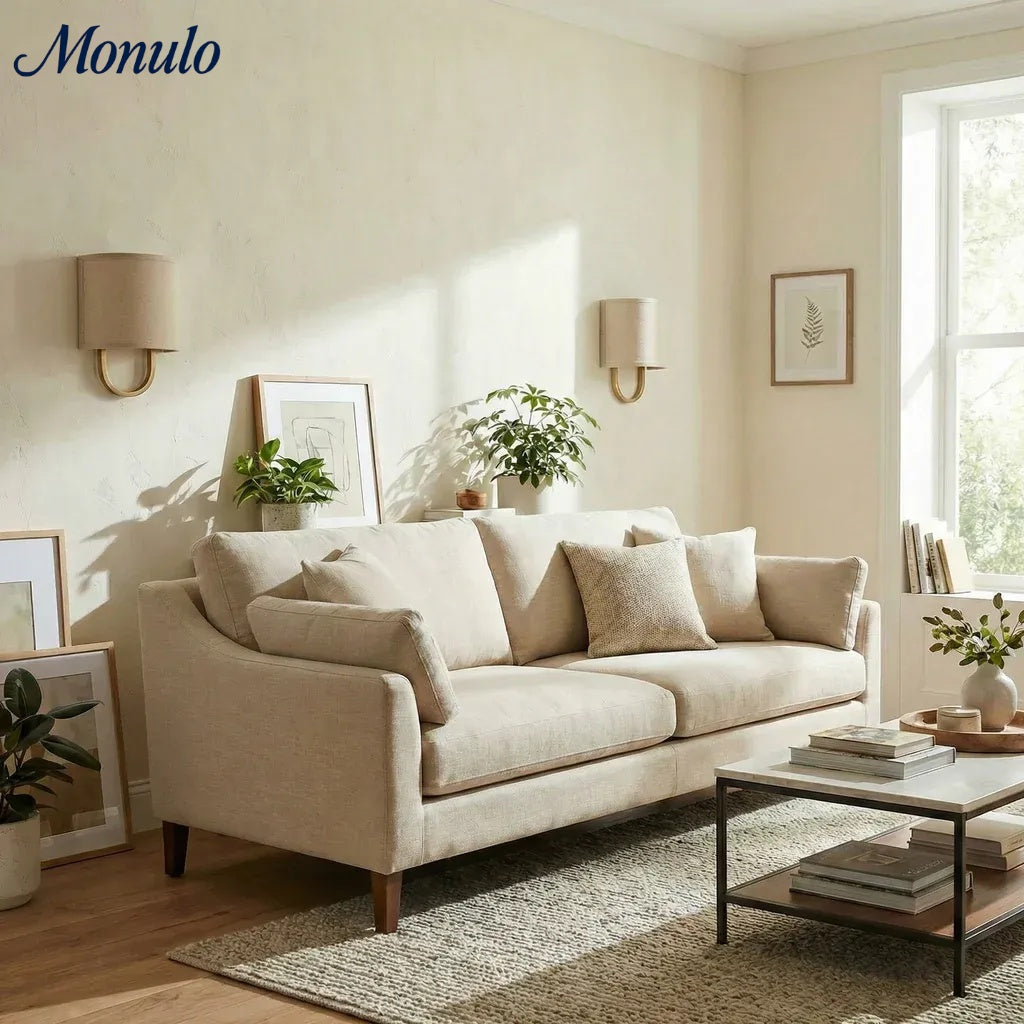 Lámpara de pared con pantalla de tela Nolvara: aplique moderno para dormitorio con una iluminación acogedora