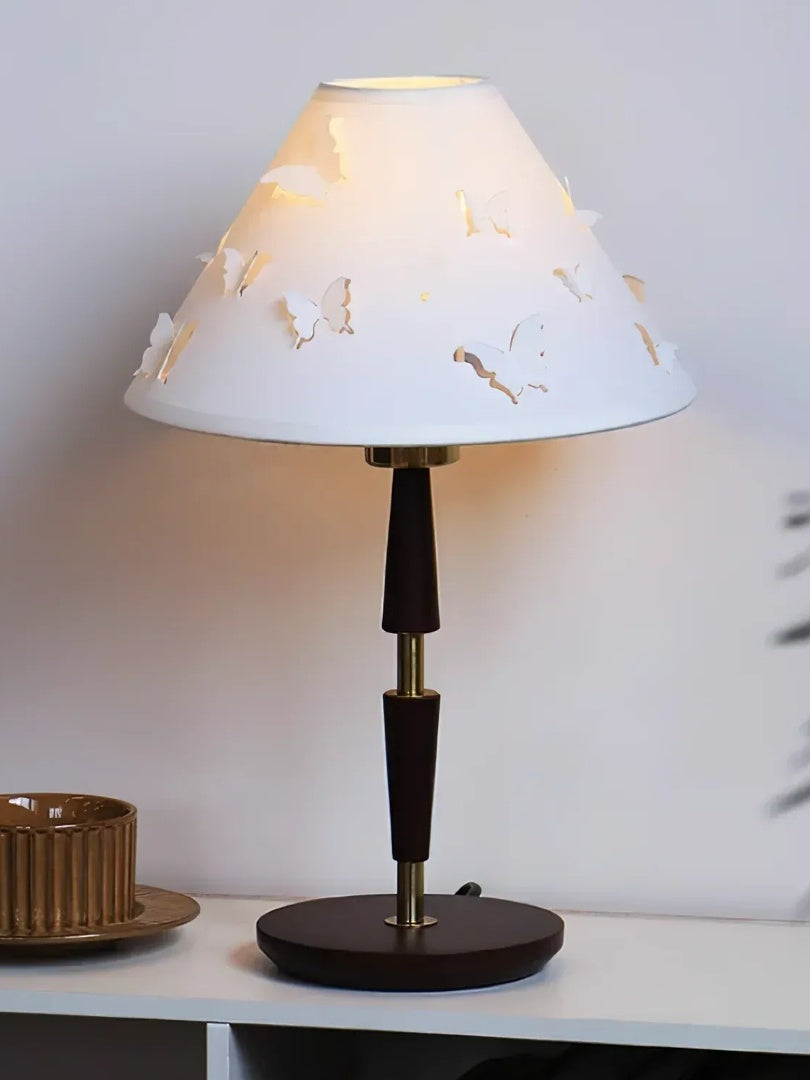 Vintage Schmetterling Tischlampe mit Stoffschirm