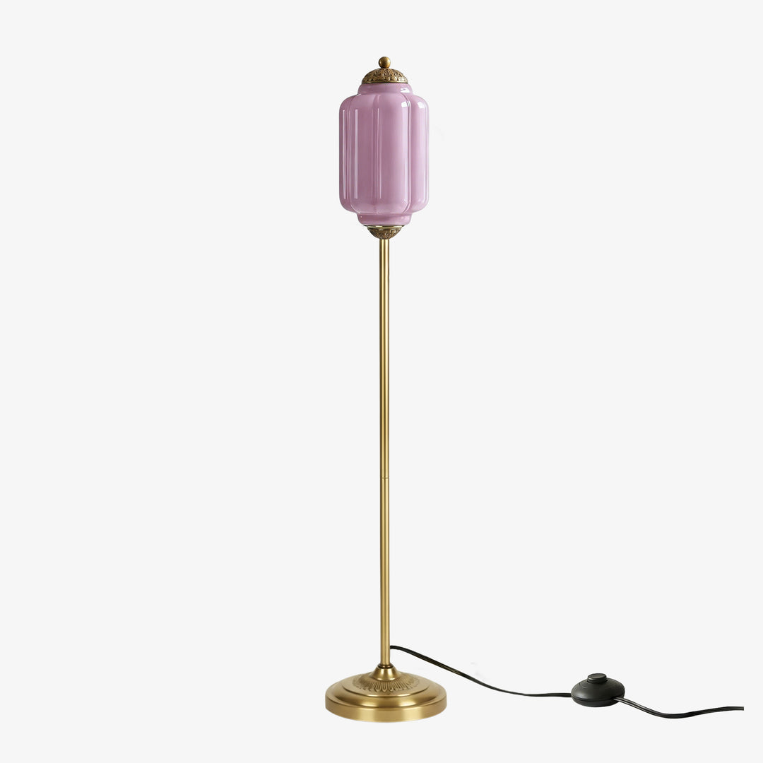 Eloise Textured Glass Pumpkin-Inspired Floor Lamp - Organic Artistry and Retro Style for Living Rooms