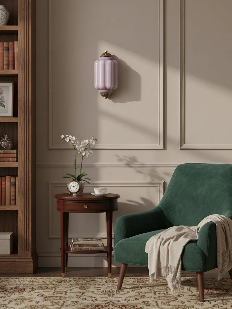 Vintage Milk Glass Flush Eloise Wall Sconce for Bedside Hallway