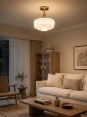 Kalvora Mid-Century Runde Deckenleuchte mit Glasschirm - Innen-Deckenleuchte für Schlafzimmer und Flure
