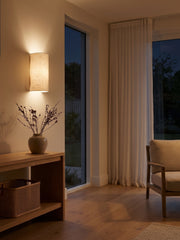 Linbron Natural Linen Sconce – Diffused Glow for Open Concept Living Spaces
