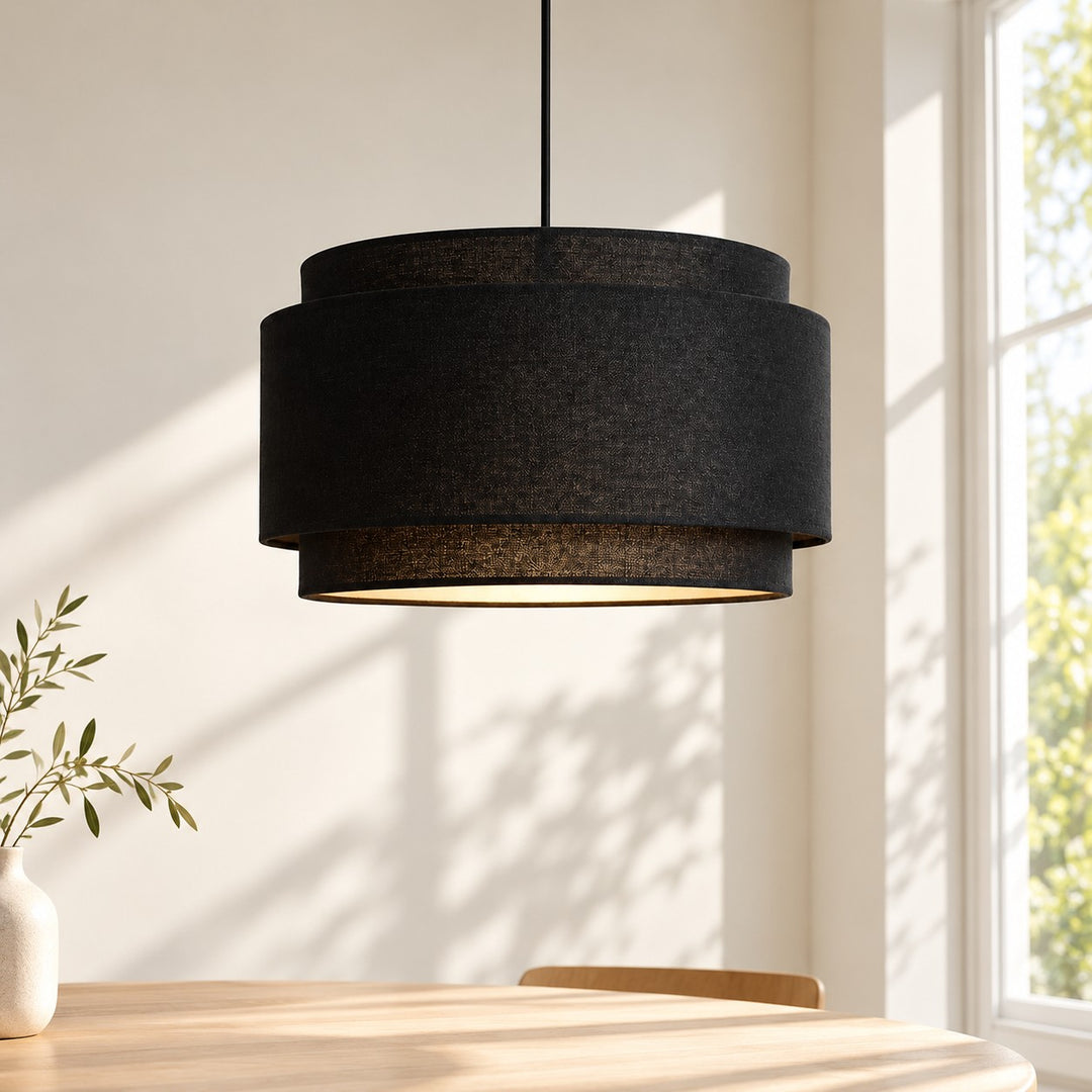 Modern Linen Drum Pendant Light