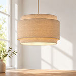Bild in Gallery-Viewer laden, Modern Linen Drum Pendant Light