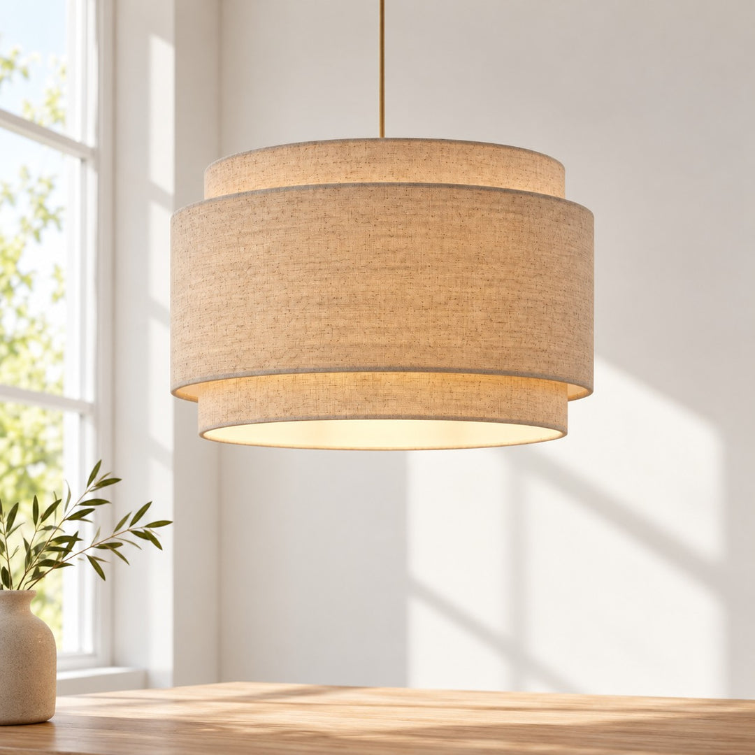 Modern Linen Drum Pendant Light