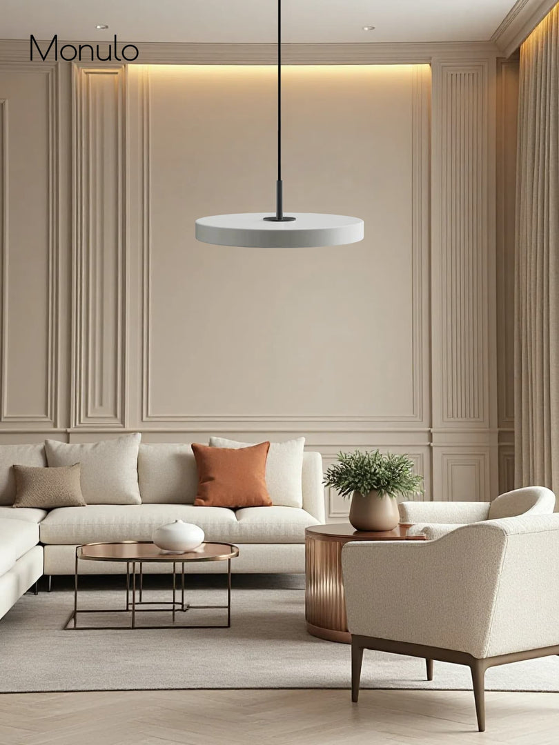 Modern Disc Pendant Light — Nordic Minimalist Fixture for Dining & Kitchen