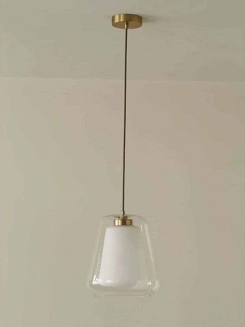 Suspension moderne – Abat-jour intérieur givré et verre extérieur transparent