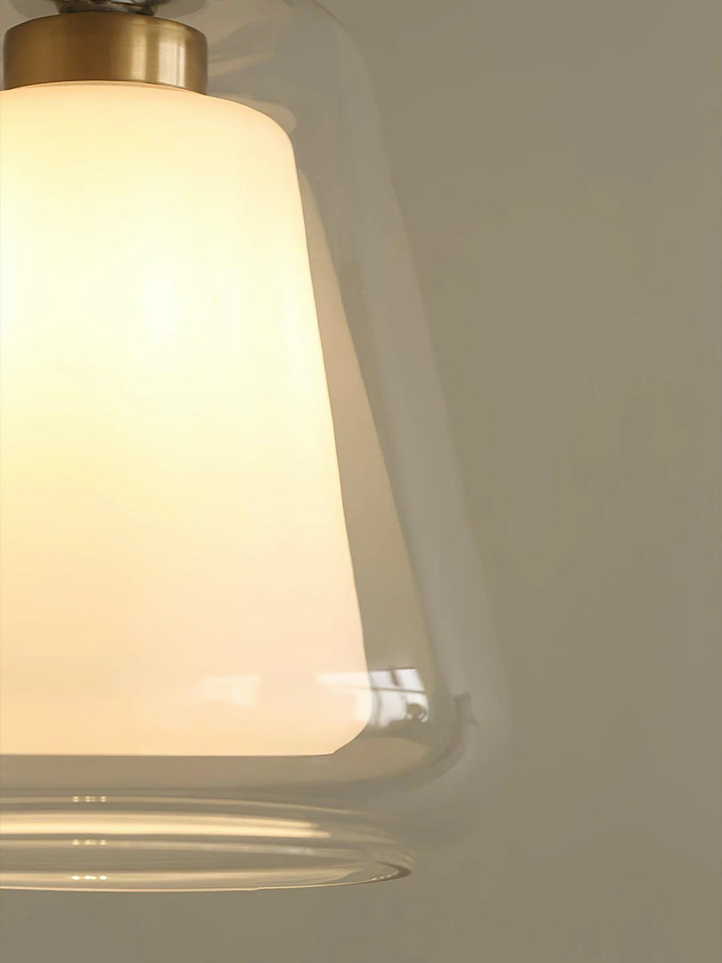Suspension moderne – Abat-jour intérieur givré et verre extérieur transparent