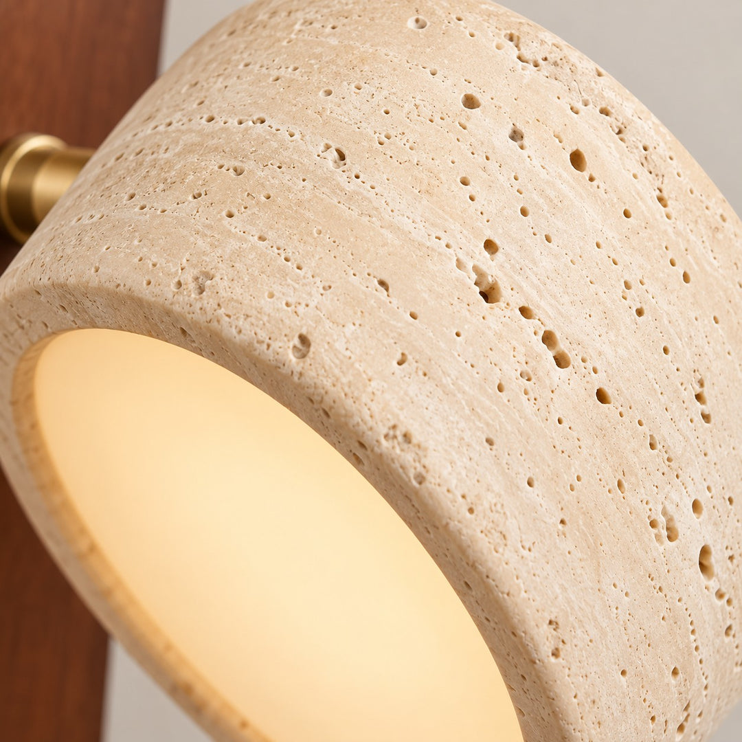 Modern Adjustable Travertine Wood Wall Sconce