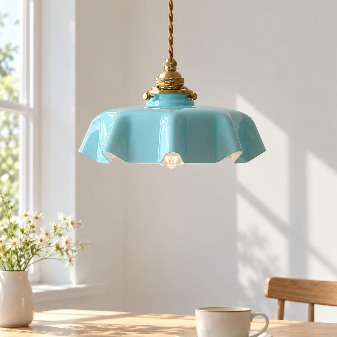 Lámpara colgante con flor de inspiración vintage Aluneroa Silueta suave y curva para iluminación interior