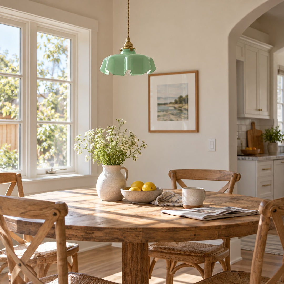 Lámpara colgante con flor de inspiración vintage Aluneroa Silueta suave y curva para iluminación interior