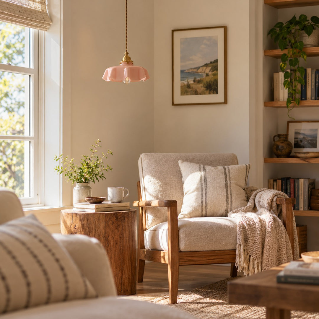 Lámpara colgante con flor de inspiración vintage Aluneroa Silueta suave y curva para iluminación interior