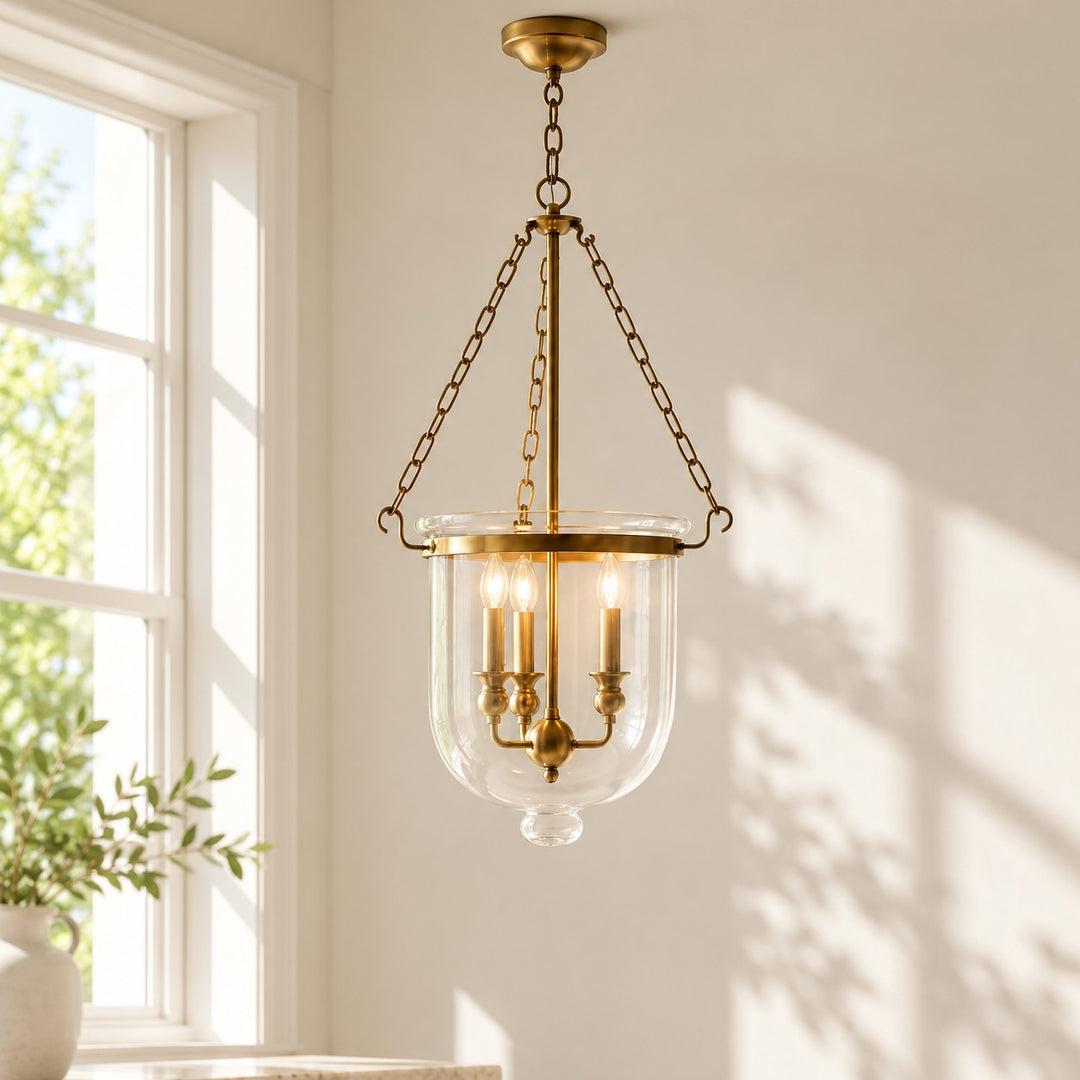 Traditional Clear Glass Bell Jar Pendant