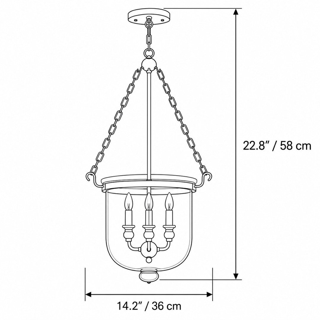 Traditional Clear Glass Bell Jar Pendant