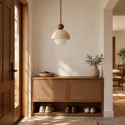 Flower Bud Travertine Wooden Pendant Lamp