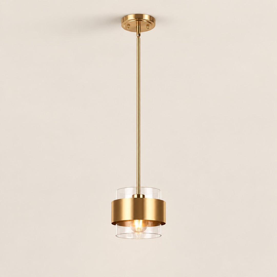 Brass and Glass Cylinder Pendant