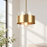 Brass and Glass Cylinder Pendant