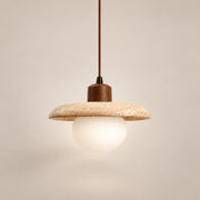 Modern Travertine Disc Pendant Light