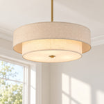 Charger l'image dans la visionneuse de galerie, Two-Tier Linen Drum Pendant