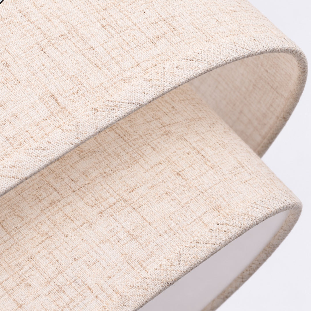Two-Tier Linen Drum Pendant