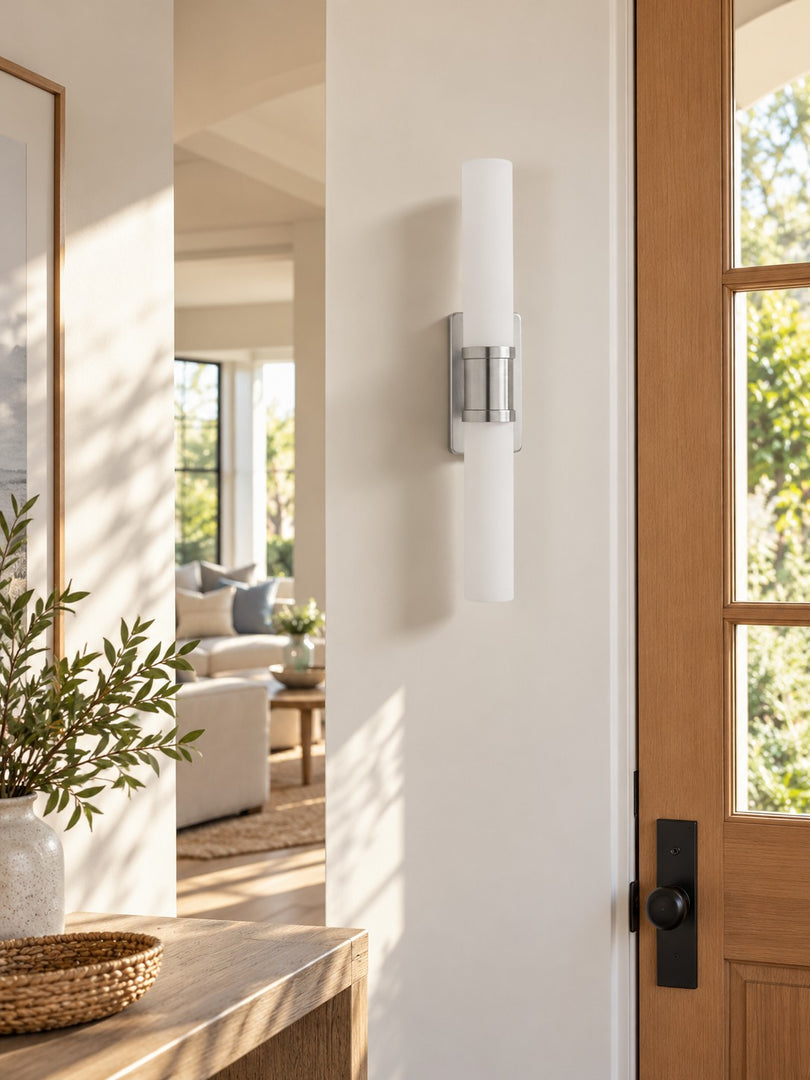 Modern Double Tube Opal Glass Wall Sconce