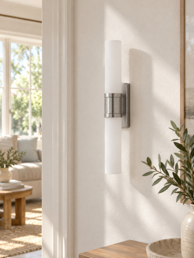 Modern Double Tube Opal Glass Wall Sconce