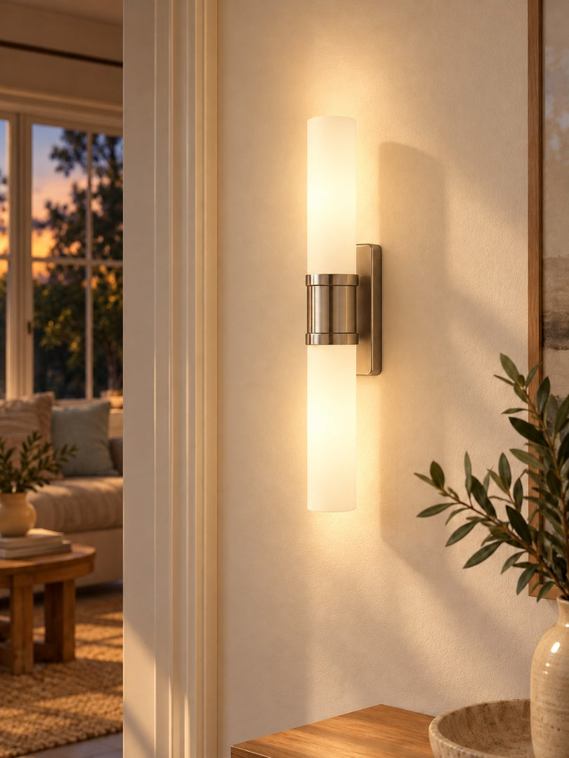 Modern Double Tube Opal Glass Wall Sconce
