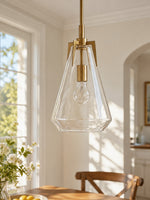 Load image into Gallery viewer, Modern Brass Geometric Clear Glass Pendant Light