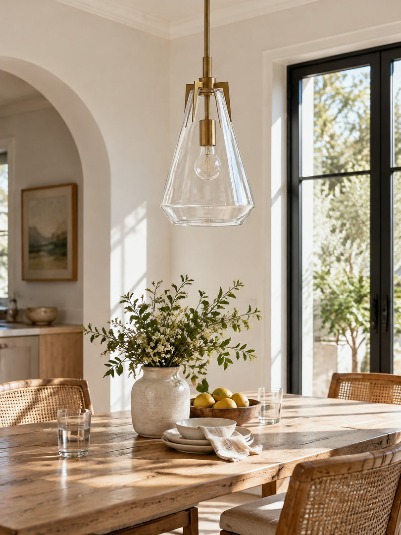 Modern Brass Geometric Clear Glass Pendant Light